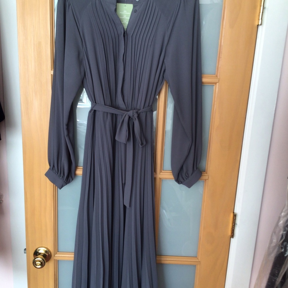 Elegant Gray Pleated Maxi Dress